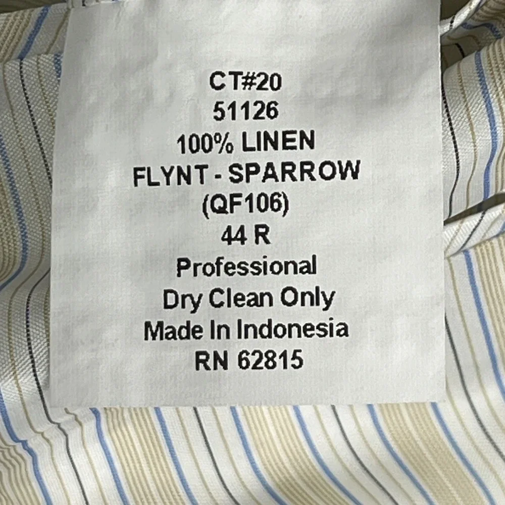 Flynt Sparrow‎ 44R Linen Blazer Gray Plaid Ticket Pocket Summer Sport Coat